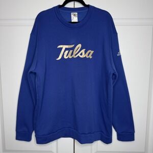 Tulsa Golden Hurricane Sweatshirt Mens XL Blue NCAA Football Adidas Crewneck